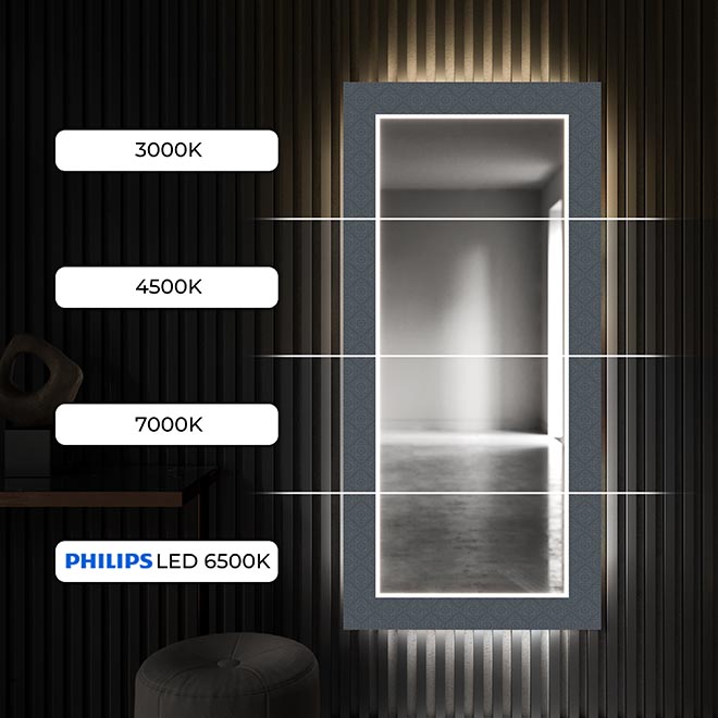 Appuyez simplement sur l'interrupteur pour allumer ou éteindre rapidement et intuitivement le rétroéclairage LED de votre miroir décoratif !
