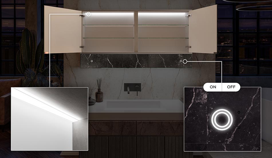 Éclairage LED à l'intérieur de l’armoire