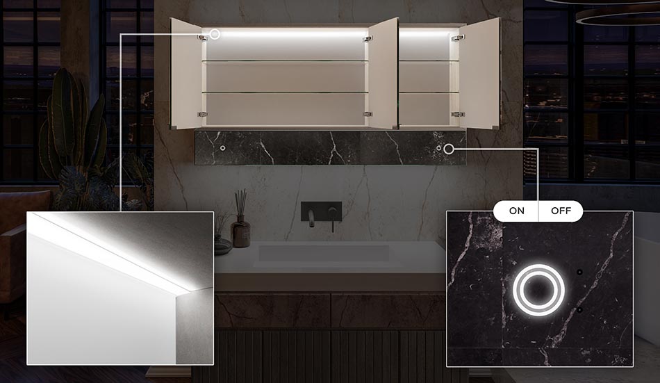 Éclairage LED à l'intérieur de l’armoire
