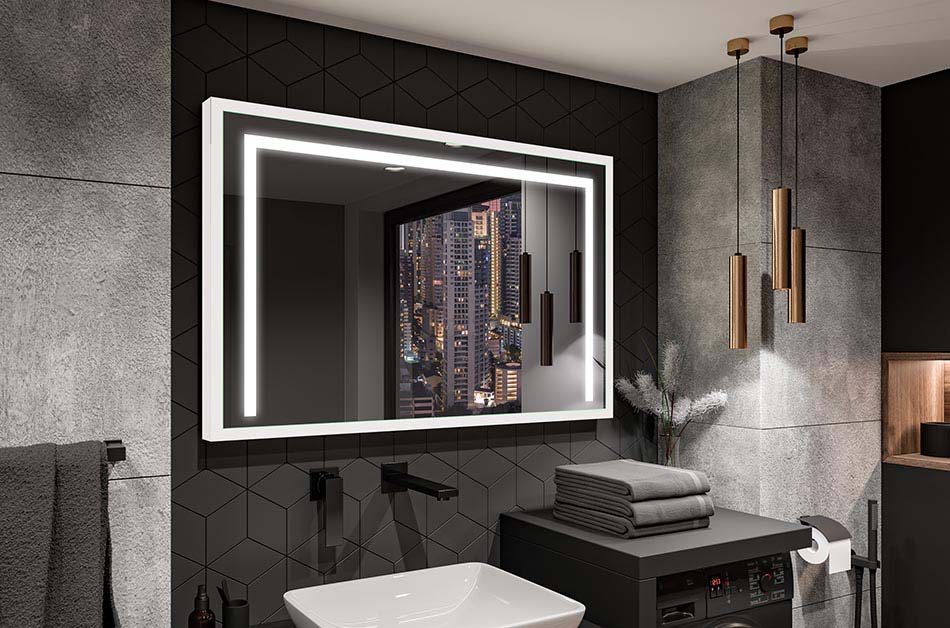 Miroir Salle de Bain LED, Miroir Mural Multicolore avec RGB 8 Couleurs à  Intensité, Anti-Fog, Fonction Mémoire, lnterrupteur Tactile, Rectangle  Miroir
