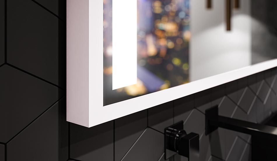 Miroir mural noir avec éclairage LED – miroir loft | ARTFORMA