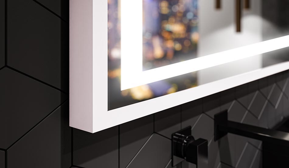 Miroir mural noir avec éclairage LED – miroir loft | ARTFORMA