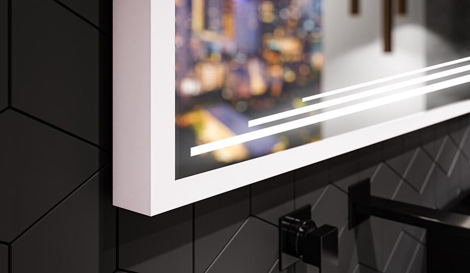 Miroir mural noir avec éclairage LED – miroir loft | ARTFORMA