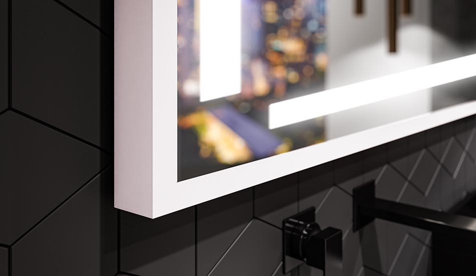 Miroir mural noir avec éclairage LED – miroir loft | ARTFORMA