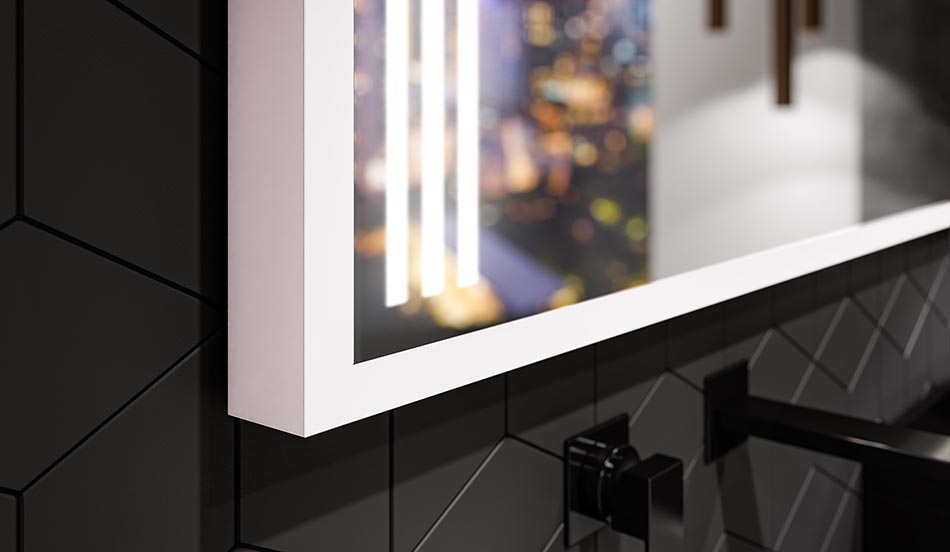 Miroir mural noir avec éclairage LED – miroir loft | ARTFORMA