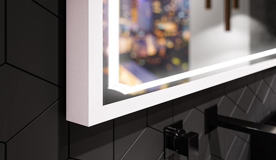 Miroir mural noir avec éclairage LED – miroir loft | ARTFORMA