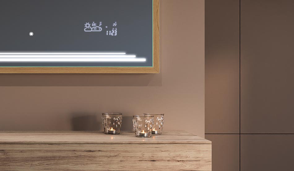 Miroir rectangulaire en métal avec lumière – miroir décoratif | ARTFORMA