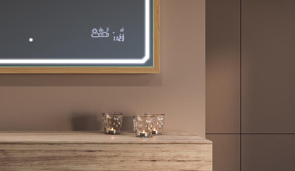 Miroir rectangulaire en métal avec lumière – miroir décoratif | ARTFORMA