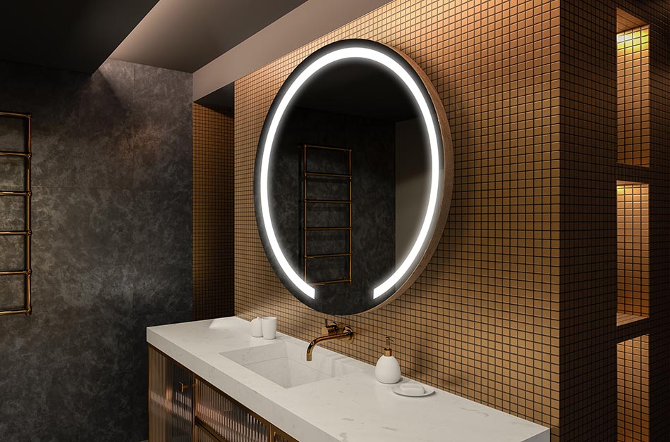 Miroir rond avec éclairage uniforme – miroir de salle de bain | ARTFORMA