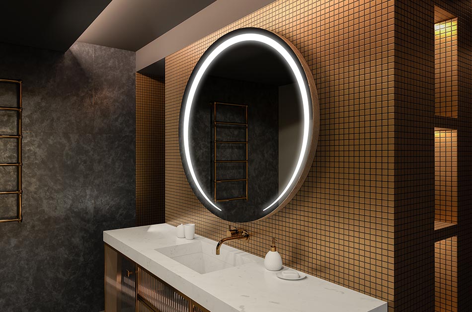 Miroir rond avec éclairage uniforme – miroir de salle de bain | ARTFORMA