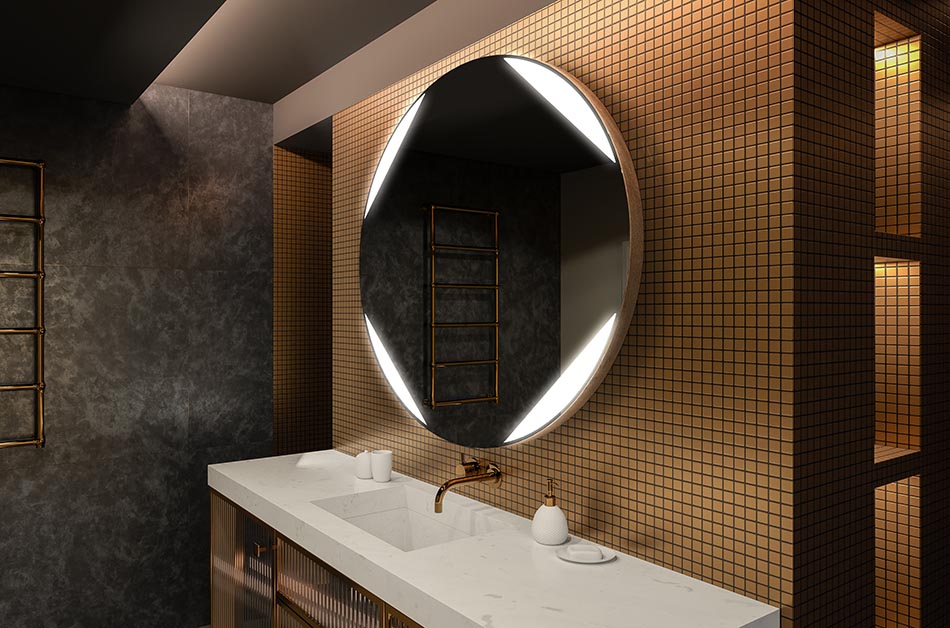 Miroir rond avec éclairage uniforme – miroir de salle de bain | ARTFORMA