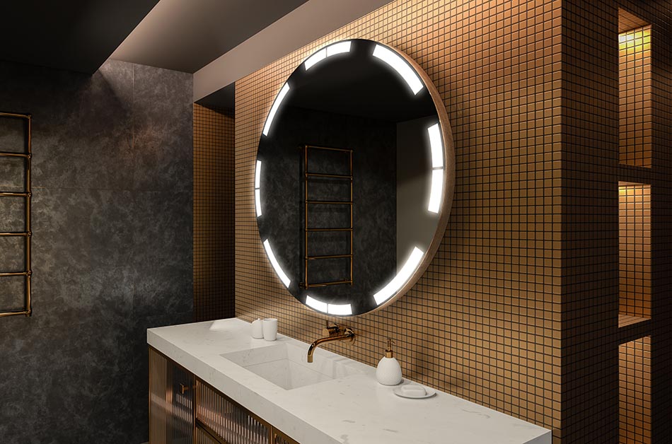 Miroir rond avec éclairage uniforme – miroir de salle de bain | ARTFORMA