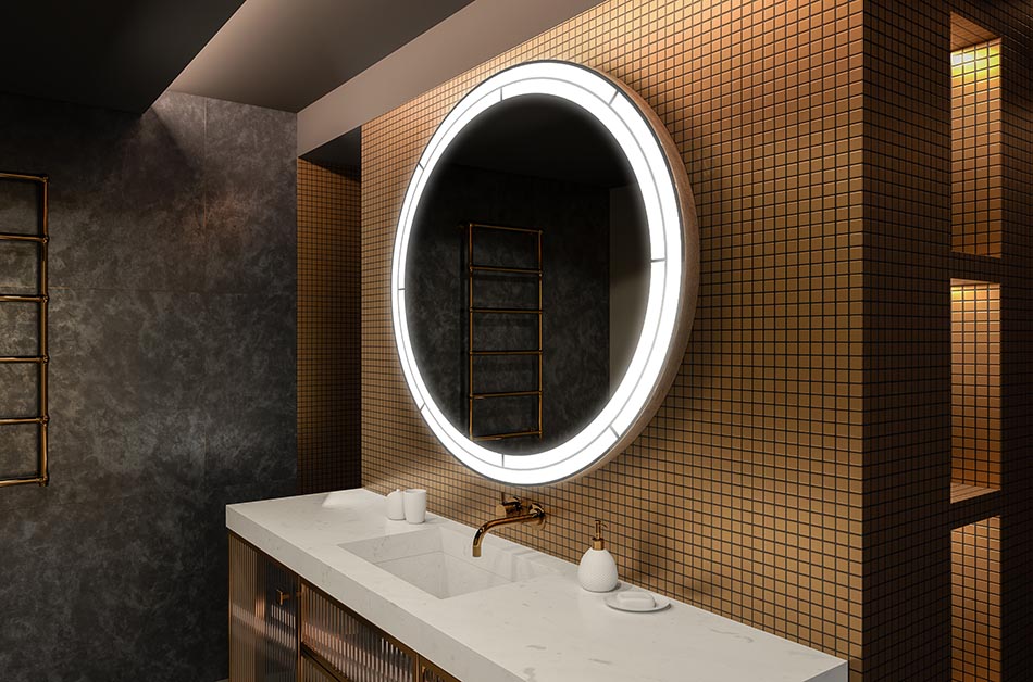 Miroir rond avec éclairage uniforme – miroir de salle de bain | ARTFORMA