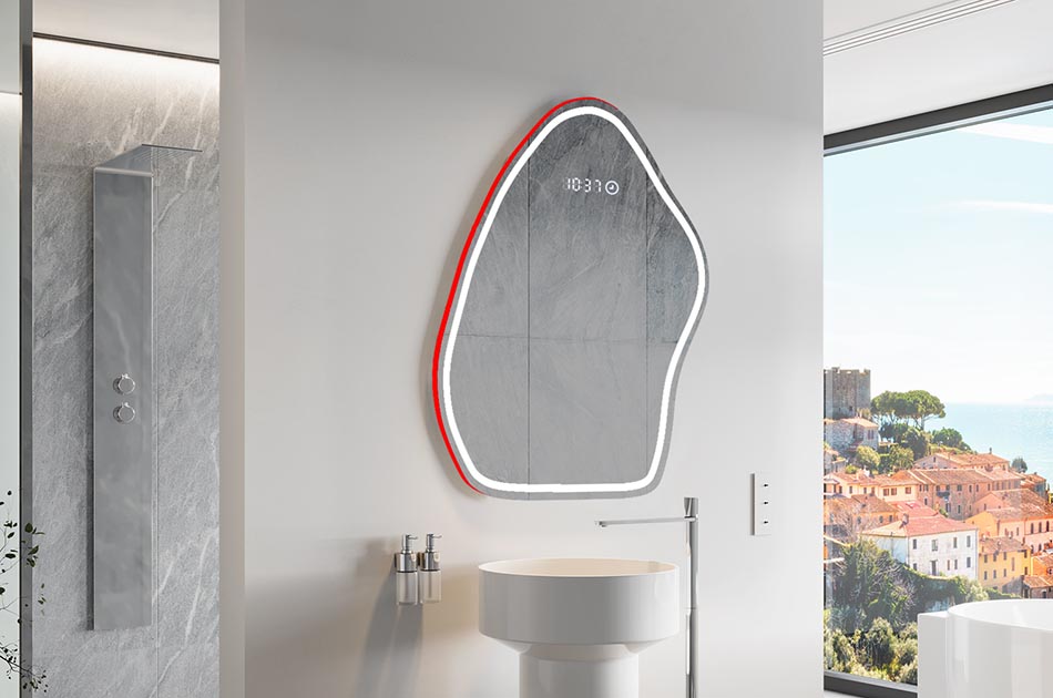Miroir irrégulier avec éclairage LED d’ambiance – miroir décoratif | ARTFORMA