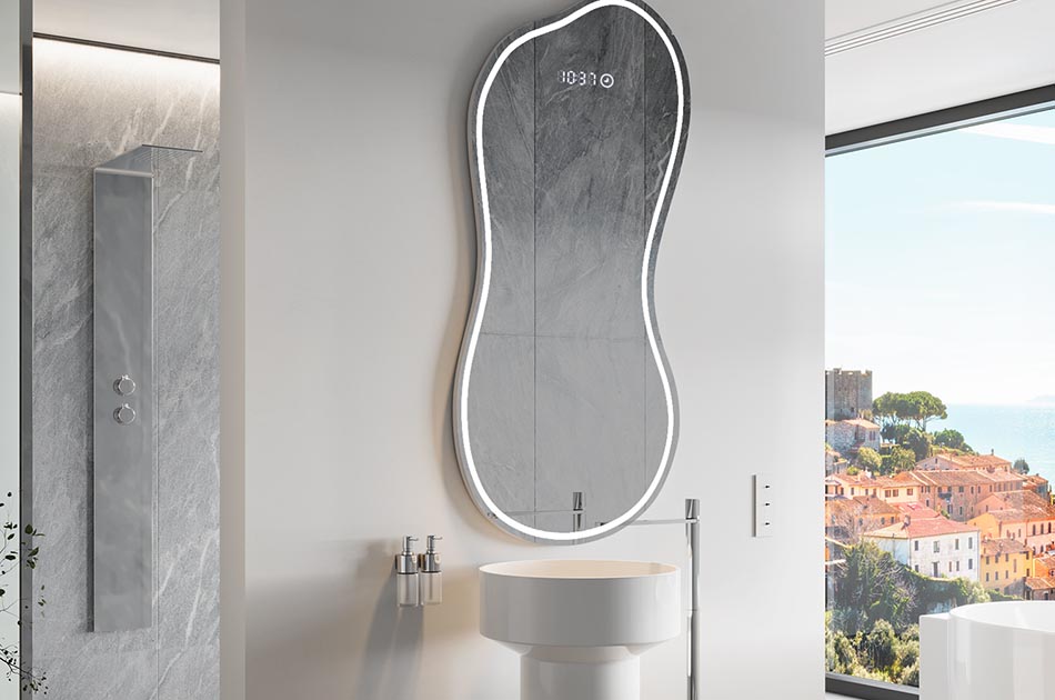 Miroir irrégulier avec éclairage LED d’ambiance – miroir décoratif | ARTFORMA
