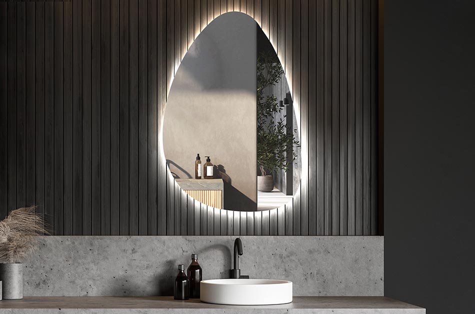 Miroir irrégulier avec éclairage LED d’ambiance – miroir décoratif | ARTFORMA