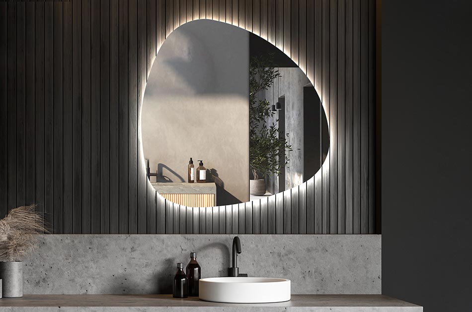 Miroir irrégulier avec éclairage LED d’ambiance – miroir décoratif | ARTFORMA