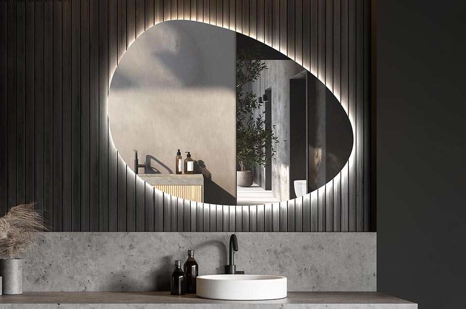 Miroir irrégulier avec éclairage LED d’ambiance – miroir décoratif | ARTFORMA