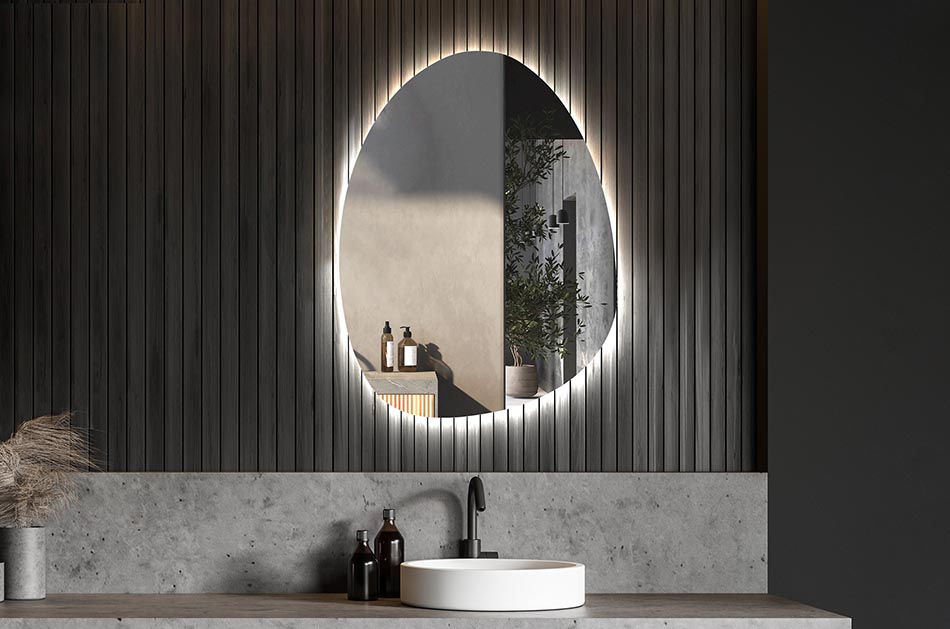 Miroir irrégulier avec éclairage LED d’ambiance – miroir décoratif | ARTFORMA