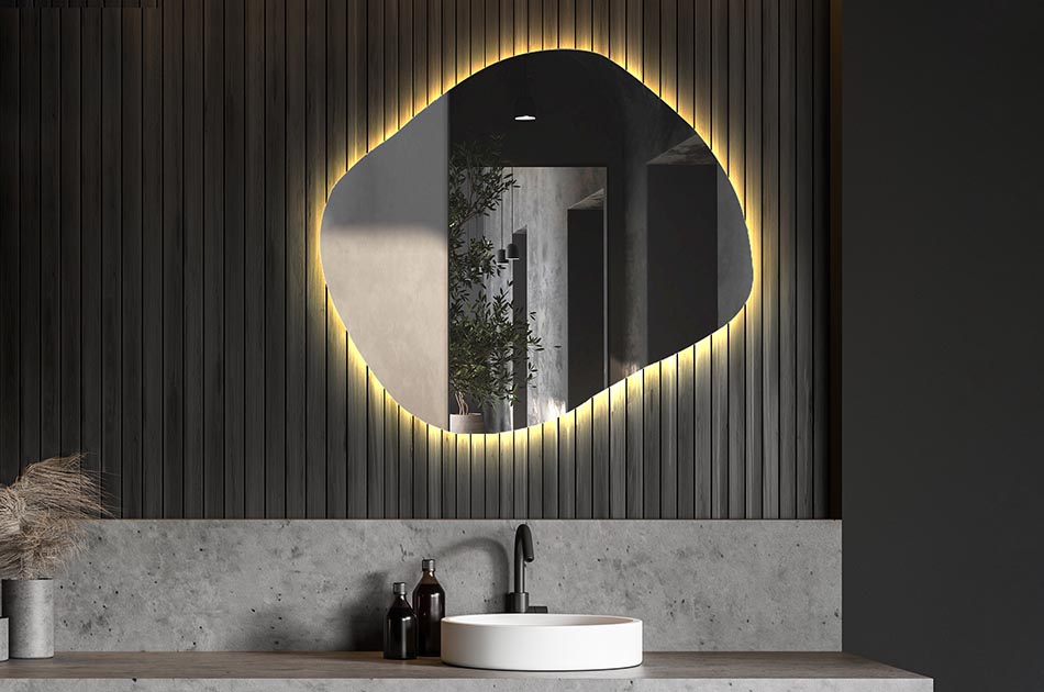 Miroir LED Lumineux 50x80 cm de Salle de Bain Mural avec éclairage Blanc  Froid 7000K T106 Artforma