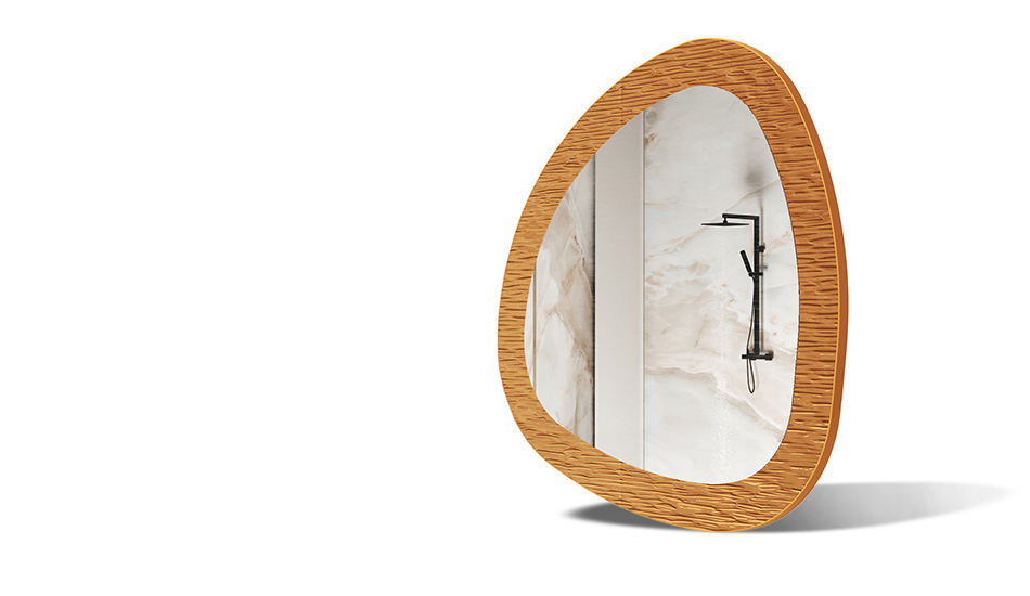 Miroir dans un cadre avec une décoration métallique. Symbole d'élégance moderne