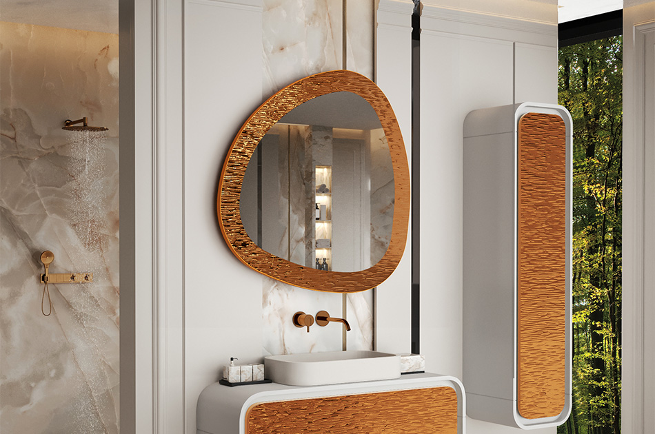 Miroir dans un cadre métallique