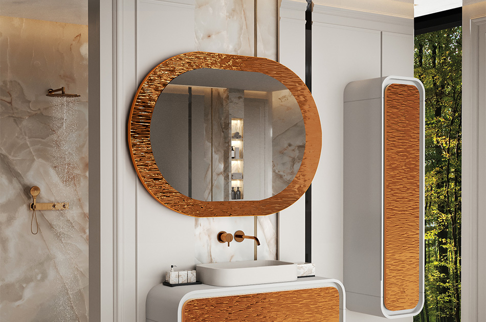 Miroir dans un cadre métallique