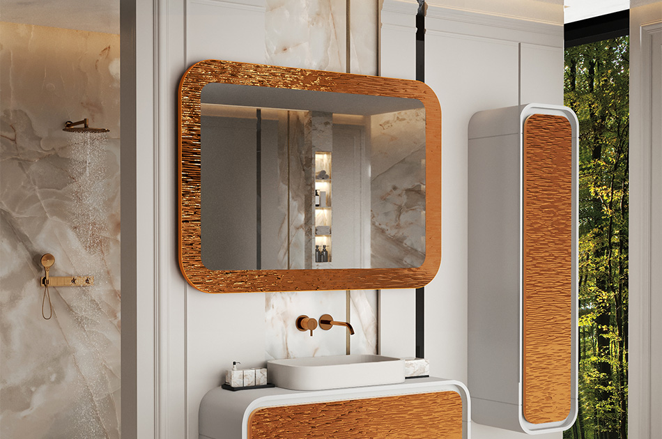 Miroir dans un cadre métallique