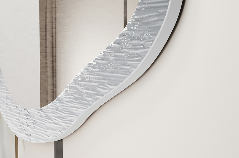 Miroir unique dans un cadre métallique sur mesure. Adaptez-le à vos besoins