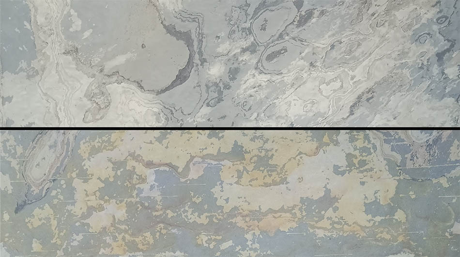 Nos miroirs avec cadres en pierre ne sont pas des produits répétitifs. Chaque cadre est un morceau de roche différent - unique en termes de motif, de couleur et de texture. Les irrégularités naturelles font partie de leur charme et contribuent à la valeur du produit. Il ne s'agit pas d'un défaut, mais d'une garantie que votre pièce est unique au monde.