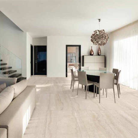 Carrelage en grès cérame pour sol, 60 x 120 cm, beige mat, référence A4H1063, Memento Travertino Ambra Mat #1