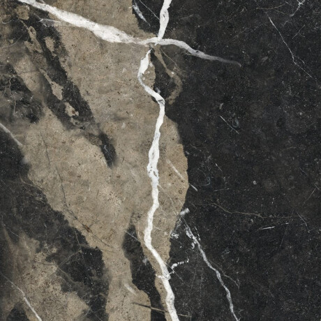 Carrelage en grès émaillé pour sol, 60 x 120, noir avec des veines dorées, brillant, rectifié, A4H109 Pierre Black #23