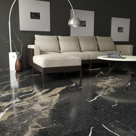 Carrelage en grès émaillé pour sol, 60 x 120, avec veines dorées, mat, rectifié, A4H110 Pierre Black #2