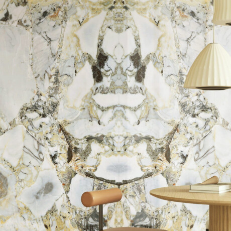 Carrelage en grès cérame Bookmatch 120 x 280, marbre blanc aux veines dorées, brillant A4H1118 Bellezza Bianca #5