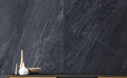 Carrelage en grès émaillé pour sol, 120 x 280 cm, anthracite, aspect pierre, mat, A4H1137 Agathos Anthracite