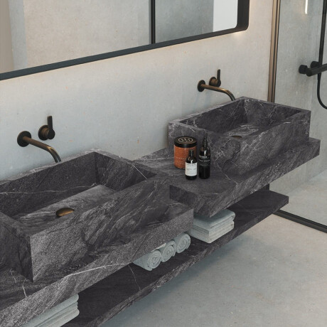 Carrelage en grès émaillé pour sol, 120 x 120 cm, anthracite, aspect pierre, mat, A4H1138 Agathos Anthracite #7