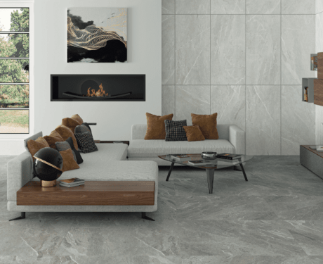 Carrelage en grès émaillé pour sol, 60 x 120 cm, gris clair mat, rectifié, A4H125, Materia Pearl