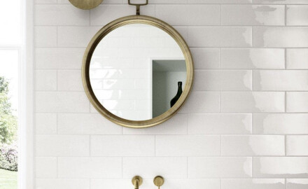 Carrelage mural en céramique 10 x 30, blanc brillant, plat, A4H17 Blanco Brillo