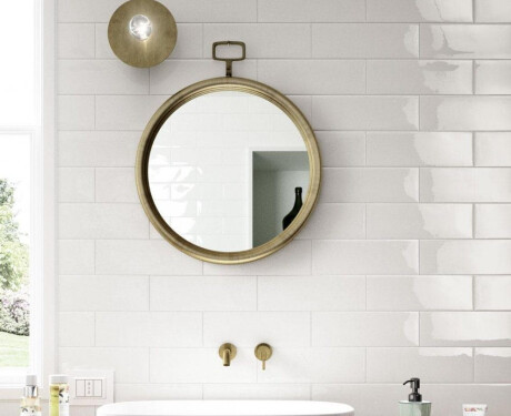 Carrelage mural en céramique 10 x 30, blanc brillant, plat, A4H17 Blanco Brillo