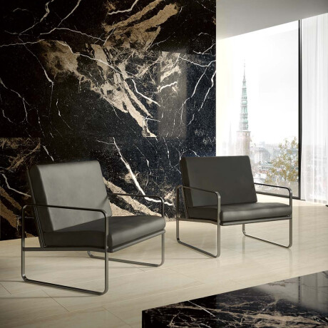 Carrelage en grès cérame grand format 120 x 280 cm, noir brillant avec des veines dorées, rectifié, A4H195 Pierre Black #4