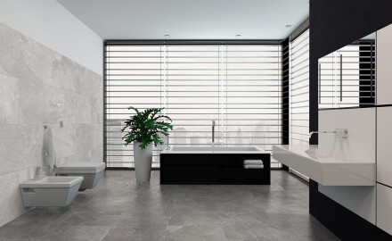 Carrelage en grès cérame 60 x 120 cm, blanc pierre mat, référence A4H291 Lop White