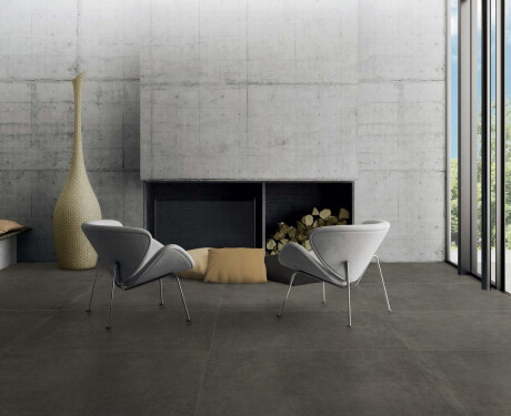 Carrelage en grès émaillé pour sol, 60 x 120 cm, gris foncé béton mat, rectifié, A4H327 Massive Dimgray