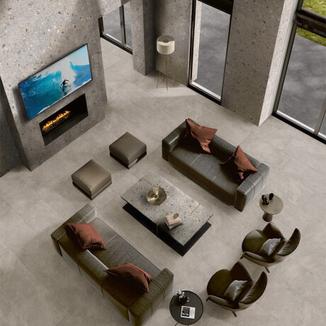 Carrelage en grès émaillé pour sol, 60 x 120 cm, gris clair mat, rectifié, A4H418, terrazzo Ceppo Di Gre Multi #17