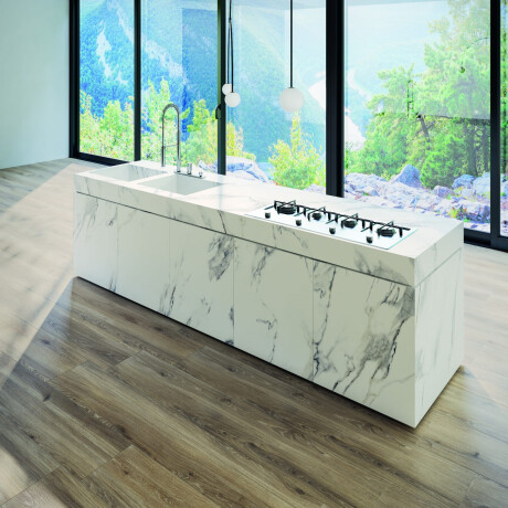 Carrelage en grès cérame grand format 120 x 270 cm, veines grises, mat, rectifié, A4H463 Calacatta #12