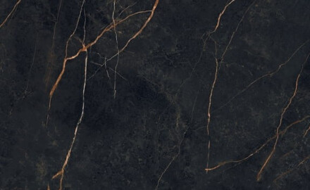 Carrelage en grès cérame grand format 120 x 280, marbre noir veiné d'or, brillant A4H474 Sant Loreno