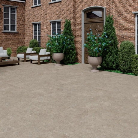 Carrelage en grès cérame pour sol 100 x 100, travertin coupé transversalement, mat, gris-beige taupe A4H499 Chrono Stone #3