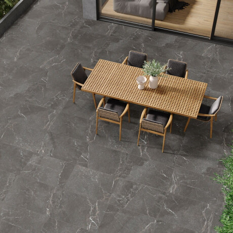 Carrelage en grès cérame veiné pour sol, 100 x 100, mat, gris foncé A4H507 Volterra Stone #2