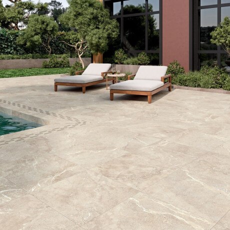 Carrelage en grès cérame veiné pour sol, 100 x 100, mat, gris-beige taupe A4H508 Volterra Bone #2