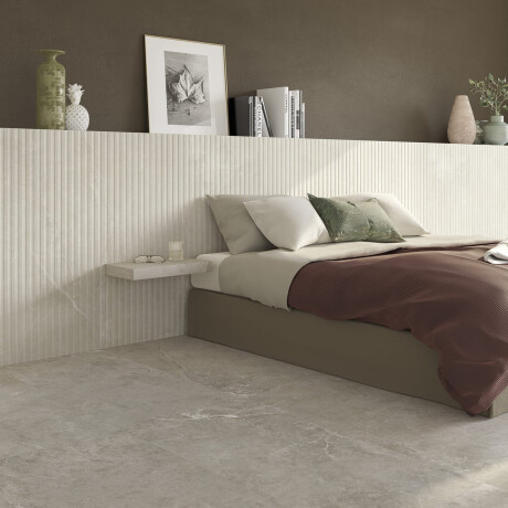 Carrelage en grès cérame rainuré pour sol, 60 x 120, gris clair mat, A4H510 Rigat-One Ermetica Bianco #1