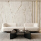 Carrelage en grès cérame grand format 120 x 280, effet marbre aux veines aux teintes chaudes, finition mate, référence A4H632 Dubai Gold #8